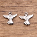 Par de colgantes de alas de ángel en acero inoxidable 304 para joyería artesanal - 12x12mm / Plateado