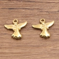 Dos colgantes de ángel en acero inoxidable dorado 304 para manualidades de joyas - 12x12mm / Dorado