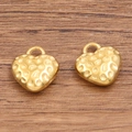 Golden heart charms with hammered texture for DIY jewelry making and connectors - Hammered Heart Style (1003) / 12x13mm / Gold