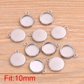 10mm stainless steel round cabochon setting pendant connectors for DIY jewelry making - Pendant 10mm