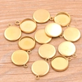 Polished gold round stainless steel pendant trays for DIY jewelry making sets - Pendant Vacuum Gold 12mm