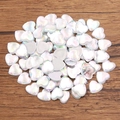 Iridescent heart acrylic beads with shell texture and gradient white luster for DIY - Heart / 10mm (1 Piece) / White