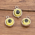 Three-piece set of yellow Evil Eye charms in silver-tone zinc alloy for DIY jewelry making - Pendant / 11x16mm / Yellow