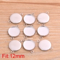 DIY 12mm round silver stainless steel pendant base trays for jewelry making - Connector 12mm
