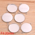 Set of six 20mm round stainless steel pendant connectors for DIY jewelry making - Connector 20mm