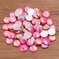 DIY round acrylic charm flatback in gradient rose pink with shell relief texture - Round / 10mm (1 Piece) / Rose Red