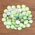 Flatback round iridescent shell charms in light green for DIY jewelry and nail art crafts - Round / 10mm (1 Piece) / Green