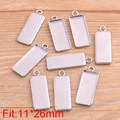 DIY silver stainless steel rectangular 11x26mm pendant tray connectors for jewelry making - Rectangle 11x26mm