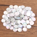 Iridescent circular acrylic shell charms with fan-shaped textures for DIY jewelry making - Round / 10mm (1 Piece) / White