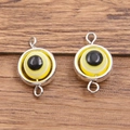 DIY Evil Eye Schmuckverbinder in Gelb und Silber für Halsketten und Armbänder - Anschluss / 11x18mm / Gelb