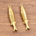 304 stainless steel golden fish charms for DIY jewelry making with realistic fish scales - 6x30mm / No.2 Fish Gold
