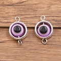 DIY lila Evil Eye Anhängerverbinder aus Zinklegierung für Halsketten und Armbänder - Anschluss / 11x18mm / Lila