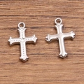 Poliertes und strukturiertes 304 Edelstahl-Kreuz-Anhänger-Set für Halsketten und Armbänder - Silber (1029)