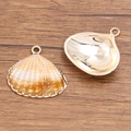 Golden acrylic scallop shell pendants with realistic texture for DIY jewelry making - No.1 Seashell (6053565506843) / Laser Gold No.1 Seashell 26X27mm 0.9g