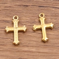Vergoldeter 304 Edelstahl Kreuzanhänger im Gothic-Stil mit strukturierter Oberfläche - Gold (1029)