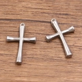 Poliertes 3D Kreuz Anhänger aus 304 Edelstahl für DIY Schmuckherstellung Set - Silber (1000)