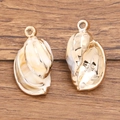 Golden acrylic conch shell pendant for jewelry making with white enamel texture finish - No.3 Seashell (6053565506845) / Laser Gold No.3 Seashell 16X30mm 2.3g