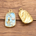 Pendentif poulpe océan bleu en acier inoxydable doré avec perle d'imitation - Style Seiche avec Imitation Perle