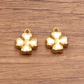 Goldene Kleeblatt-Anhänger aus Edelstahl mit weißer Emaille-Einlage für Schmuck - Weiß