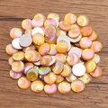 Golden orange round cabochons with gradient acrylic texture for DIY jewelry making - Round / 10mm (1 Piece) / Yellow