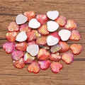 Orange heart cabochons with mermaid scale texture and flat back for DIY crafts - Heart / 11x12mm (1 Piece) / Red