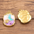 Pendentif poulpe doré avec émail dégradé violet et perles pour création de bijoux - Style Papillon avec Perle Violette