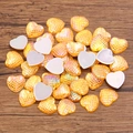 Orange pearl heart-shaped resin cabochons with gradient fish scale texture for DIY - Heart / 11x12mm (1 Piece) / Yellow