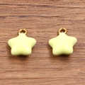 Pale yellow star-shaped stainless steel charms with gold rings for DIY jewelry making - 11x13mm / Yellow Pentagram