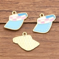 Pickleball sun hat charm in light blue and pink plaid for DIY jewelry making - 1 Piece / Light Blue Sun Hat Style (1 Hao Pi Ke Qiu 19X23mm 1.1g)