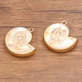 Faux nautilus shell jewelry pendants with golden metal trim for DIY jewelry making - Laser Gold No.9 Seashell 34X34mm 5.8g