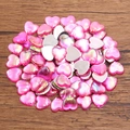 Iridescent pink heart acrylic shell charms with flatback for DIY jewelry making - Heart / 10mm (1 Piece) / Rose Red