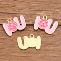 Pink enamel pickleball love charms with gold finish for DIY jewelry making - 1 Piece / Pink Enamel Geometric Round (2 Hao Pi Ke Qiu 16X22mm 1.1g)