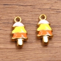 Goldener Edelstahl Weihnachtsbaum Emaille Anhänger für DIY Schmuckherstellung - Rosa Gelb Oranges Eis
