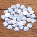 Iridescent blue-white heart-shaped mermaid scale cabochons with flat back for DIY - Heart / 11x12mm (1 Piece) / Blue
