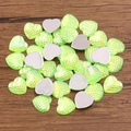 Green heart-shaped fish scale resin cabochons with flat back for DIY jewelry making - Heart / 11x12mm (1 Piece) / Green