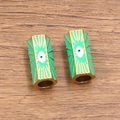 Green enamel evil eye charms in hexagonal shape with gold finish for DIY jewelry - Green - Eye