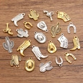 Western cowboy DIY-legering bedels set met laarzen, hoeden en cactus hangers - Willekeurig 50g