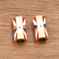 Multicolor evil eye enamel beads for DIY jewelry with gold finish and hex column shape - Multicolor - Eye