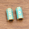 Turquoise evil eye cylinder beads in stainless steel for DIY jewelry making - Blue - Eye