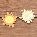 DIY golden alloy sun charm with vibrant orange and yellow enamel oil drop finish - 1 Piece / Orange Yellow Sun Shape Pendant (10 Hao Pi Ke Qiu 26X28mm 2g)