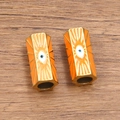 DIY orange enamel hexagon evil eye beads in stainless steel for jewelry making - Orange - Eye