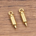Golden 304 stainless steel syringe charm pendant with detailed scale and jump ring - Syringe Style / Gold