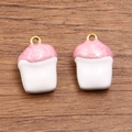 Rosa-weiße Cupcake-Anhänger mit Goldring und Glitzereffekt für DIY-Schmuck - Rosa Cupcake