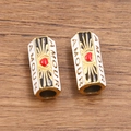 Golden hexagonal Amour bead with red heart and white enamel for DIY jewelry - Black and White Heart