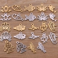 Golden and silver stainless steel marine animal charms for DIY jewelry making - Multicolor