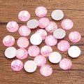 Pink gradient mermaid scale acrylic cabochons with flat back for DIY jewelry - Round / 12mm (1 Piece) / Pink