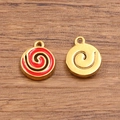 304 stainless steel gold-plated spiral pendants with red enamel finish and circular pattern - Red Spiral Style