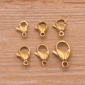 Set de seis cierres de langosta de acero inoxidable dorado en varios tamaños para joyería DIY - 10mm / Dorado