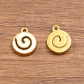 Golden 304 stainless steel spiral round pendant with white enamel finish DIY accessory - White Spiral Style