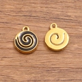 304 stainless steel black and gold enamel spiral pendants for jewelry making - Black Spiral Style